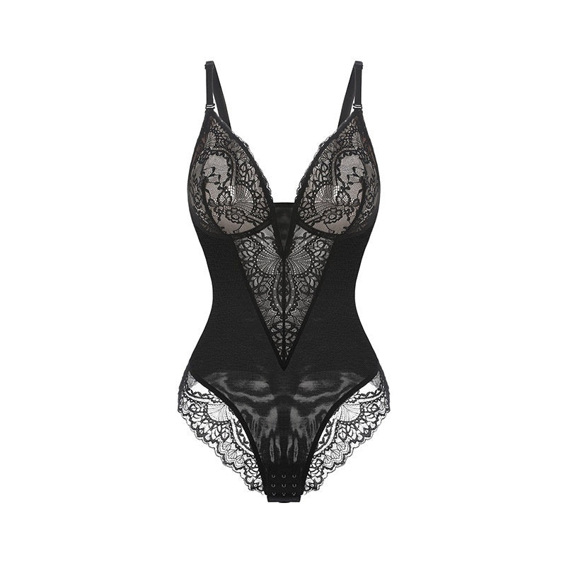 V-Neck Half Laced Bodysuit