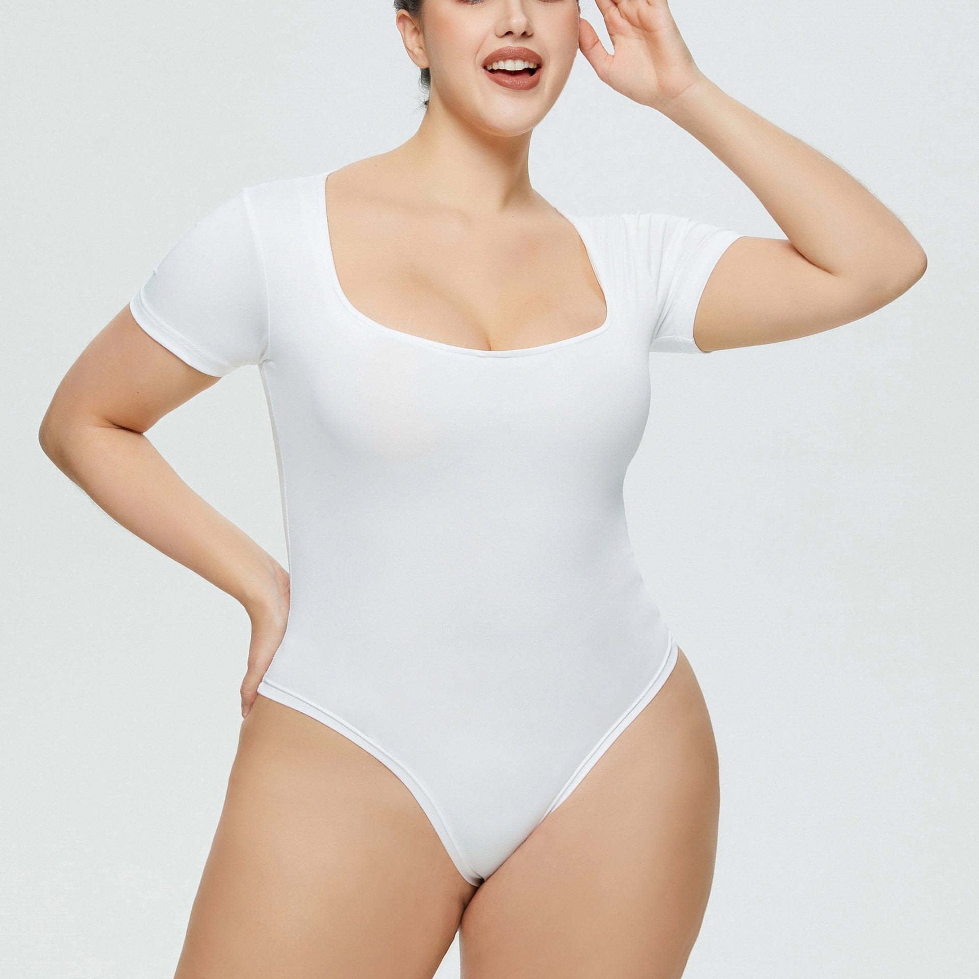 Square Neck Thong Bodysuit