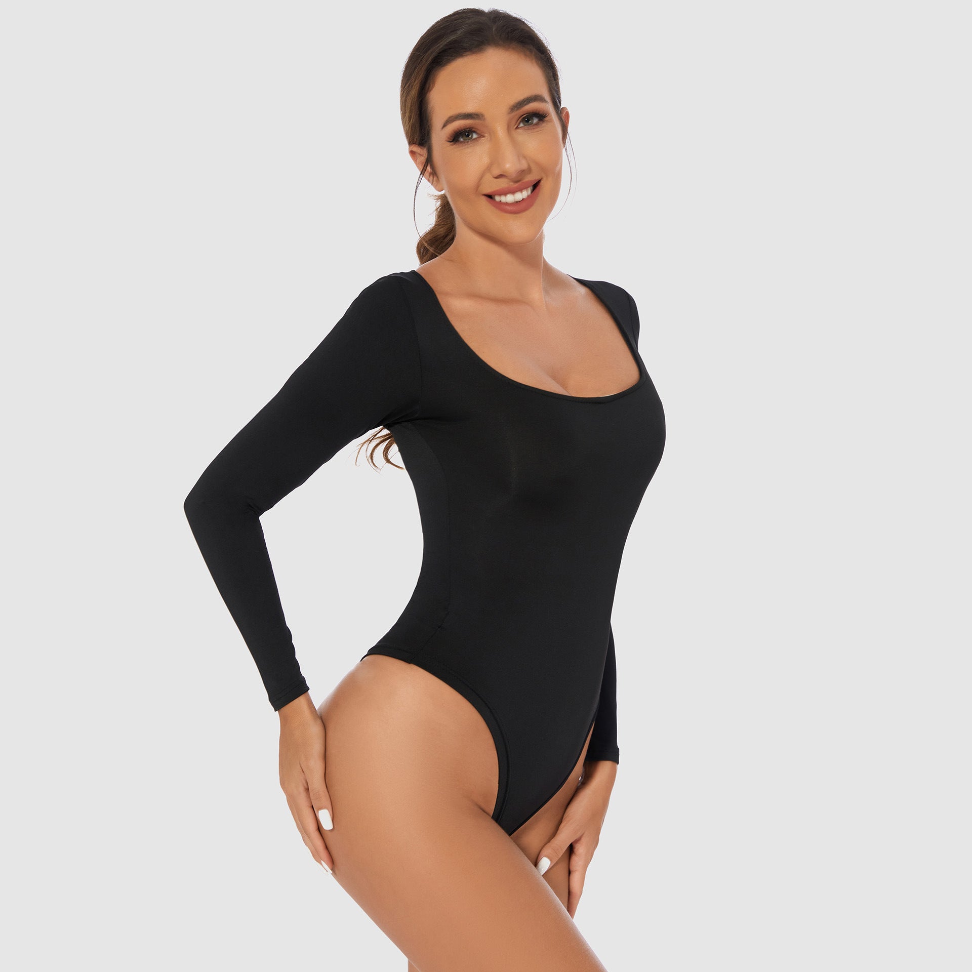 Square Neck Thong Bodysuit