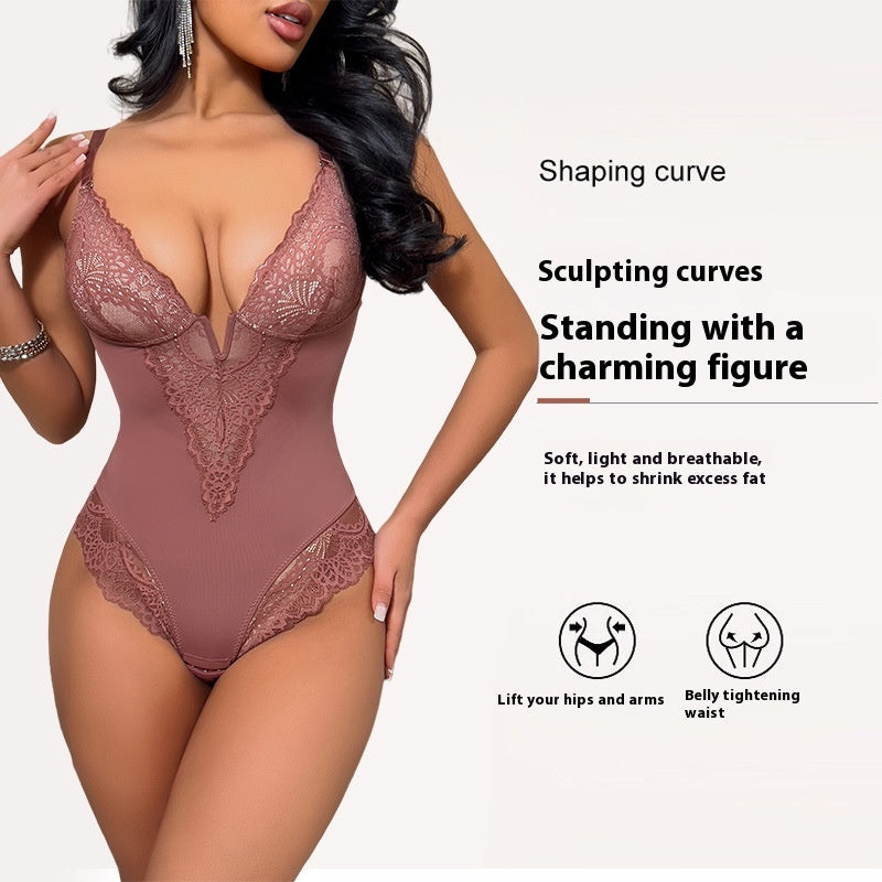 V-Neck Half Laced Bodysuit