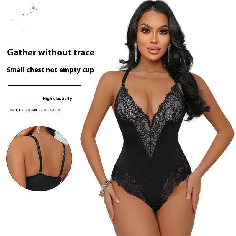 V-Neck Half Laced Bodysuit