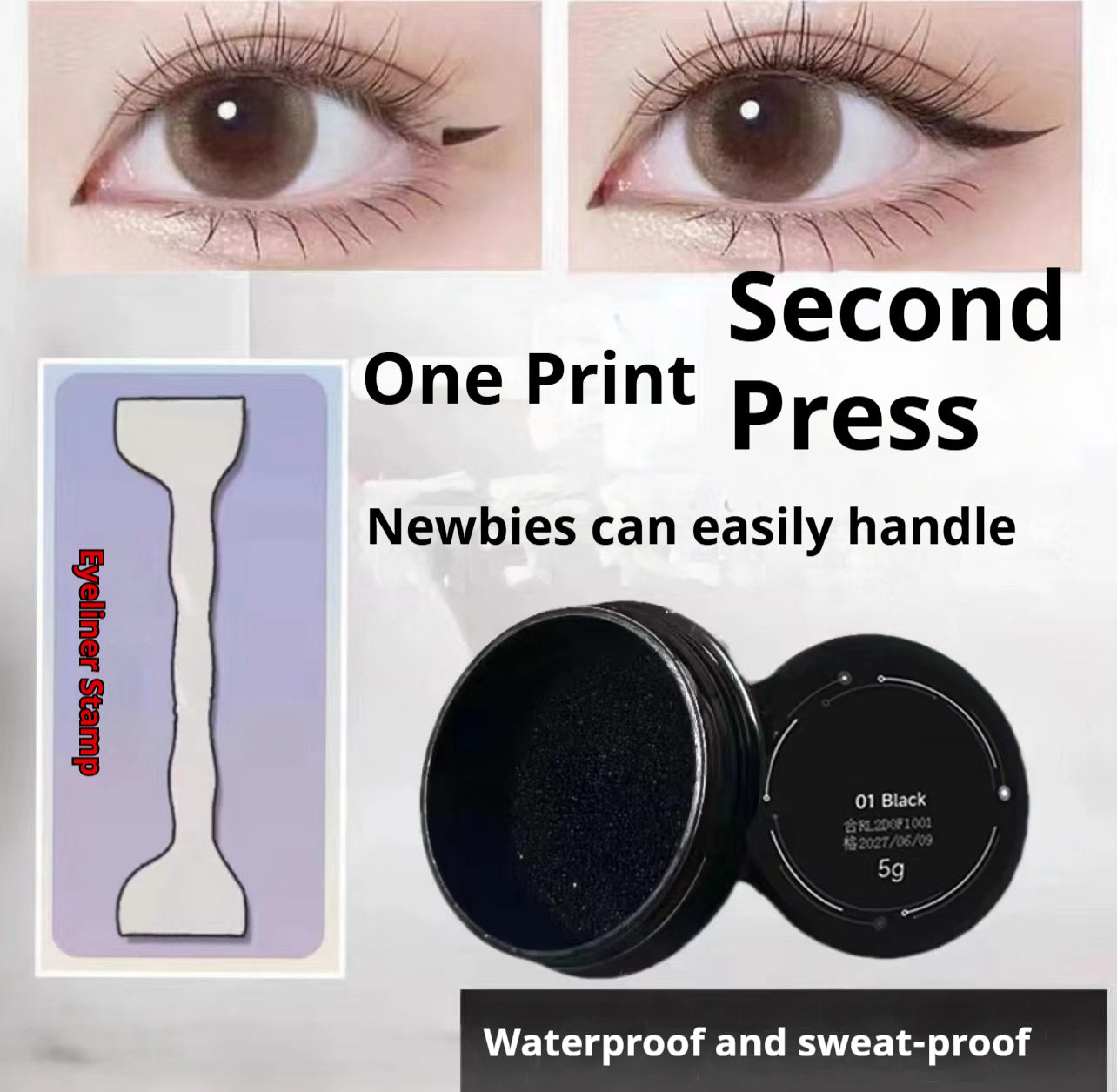 Double-headed Eyelash Eyeliner Stamp Pen Suit Quick-drying Waterproof